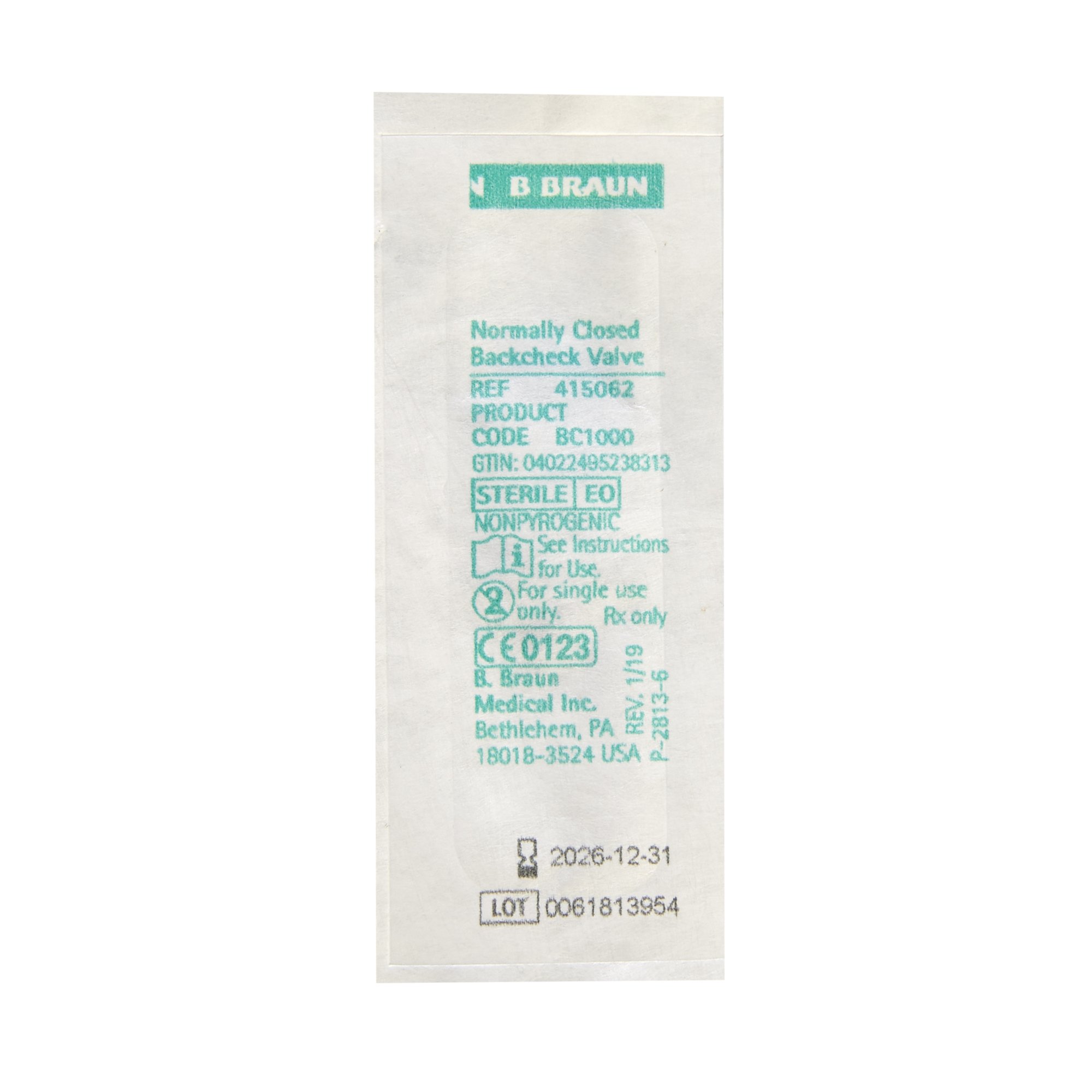 B. Braun 415062 - B. Braun Check Valve - 100/Case