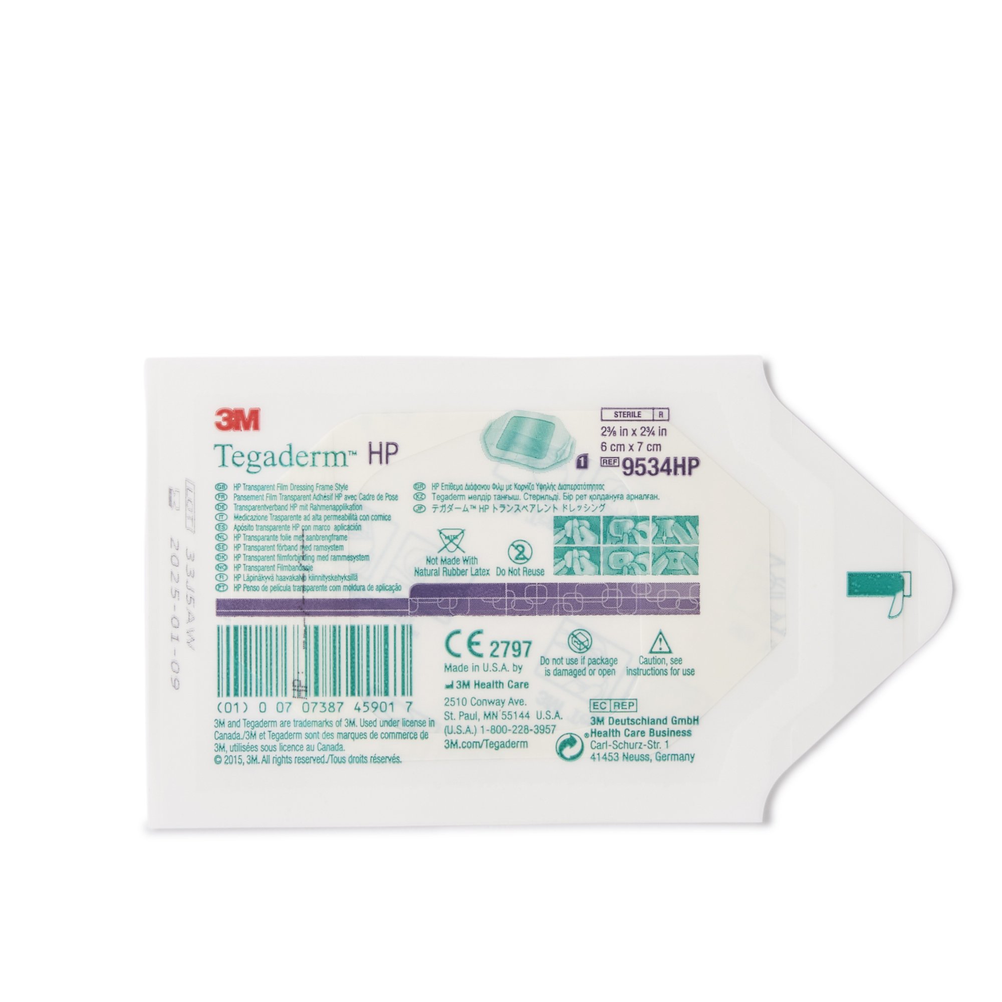 Solventum Corporation 9534HP - 3M™ Tegaderm™ HP Transparent Film Dressing, 2-3/8 x 2-3/4 Inch - 1/Each, 100/Box, 400/Case