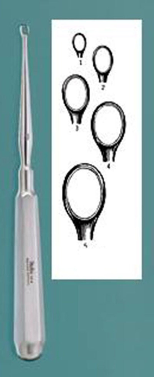 Integra Lifesciences - 33-6 Dermal Curette Miltex® Piffard 6-1/4 Inch Length Hexagonal Handle Size 1 Tip Straight Fenestrated Oval Tip