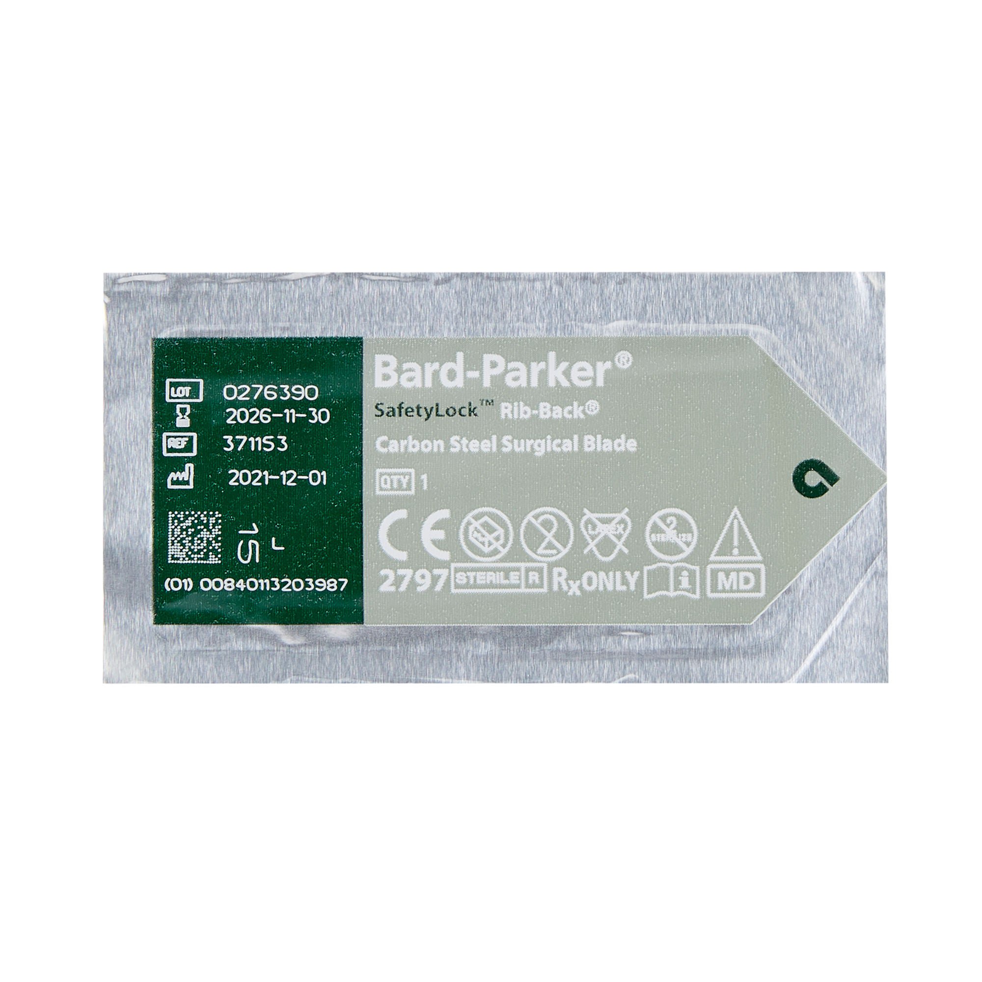 Aspen Surgical Products - 371153 Surgical Blade Bard-Parker® SafetyLock™ Rib-Back® Carbon Steel No. 15 Sterile