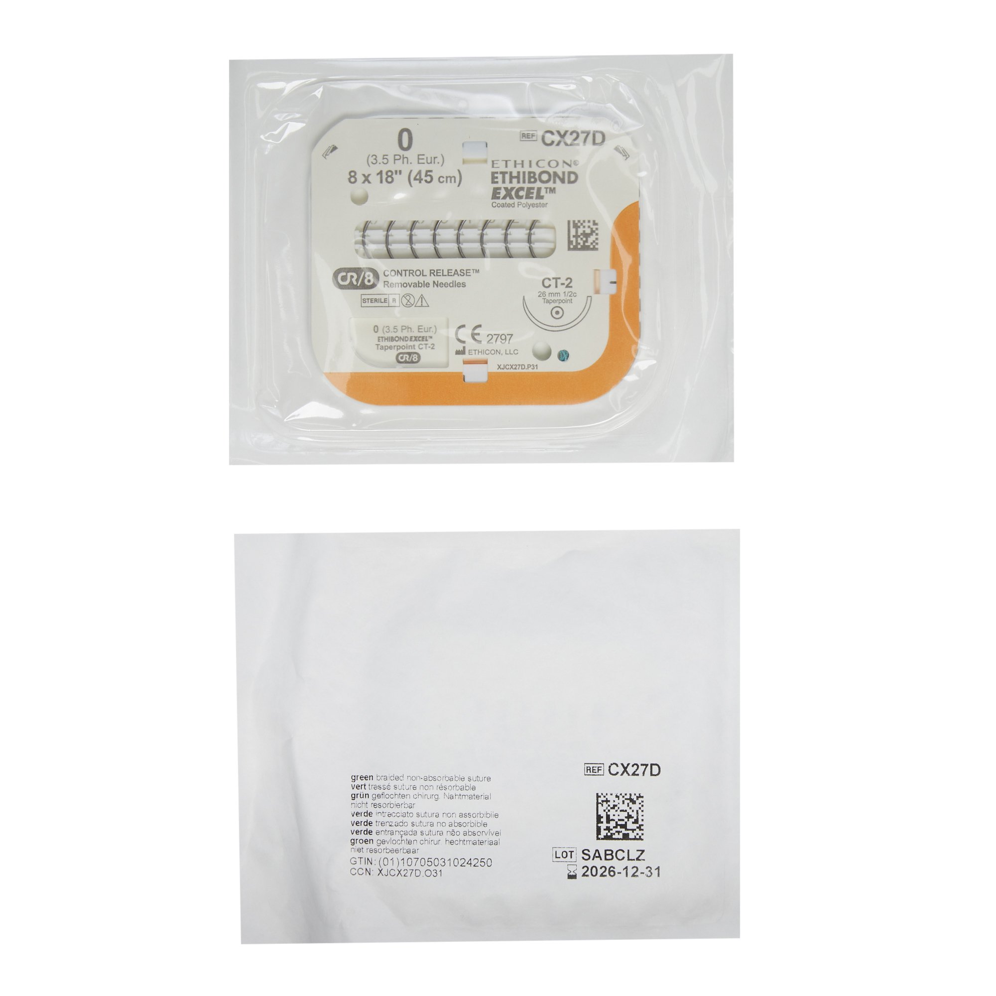 J & J Healthcare Systems CX27D - Ethibond™ Excel Suture with Needle - 12/Dozen, 12/Box