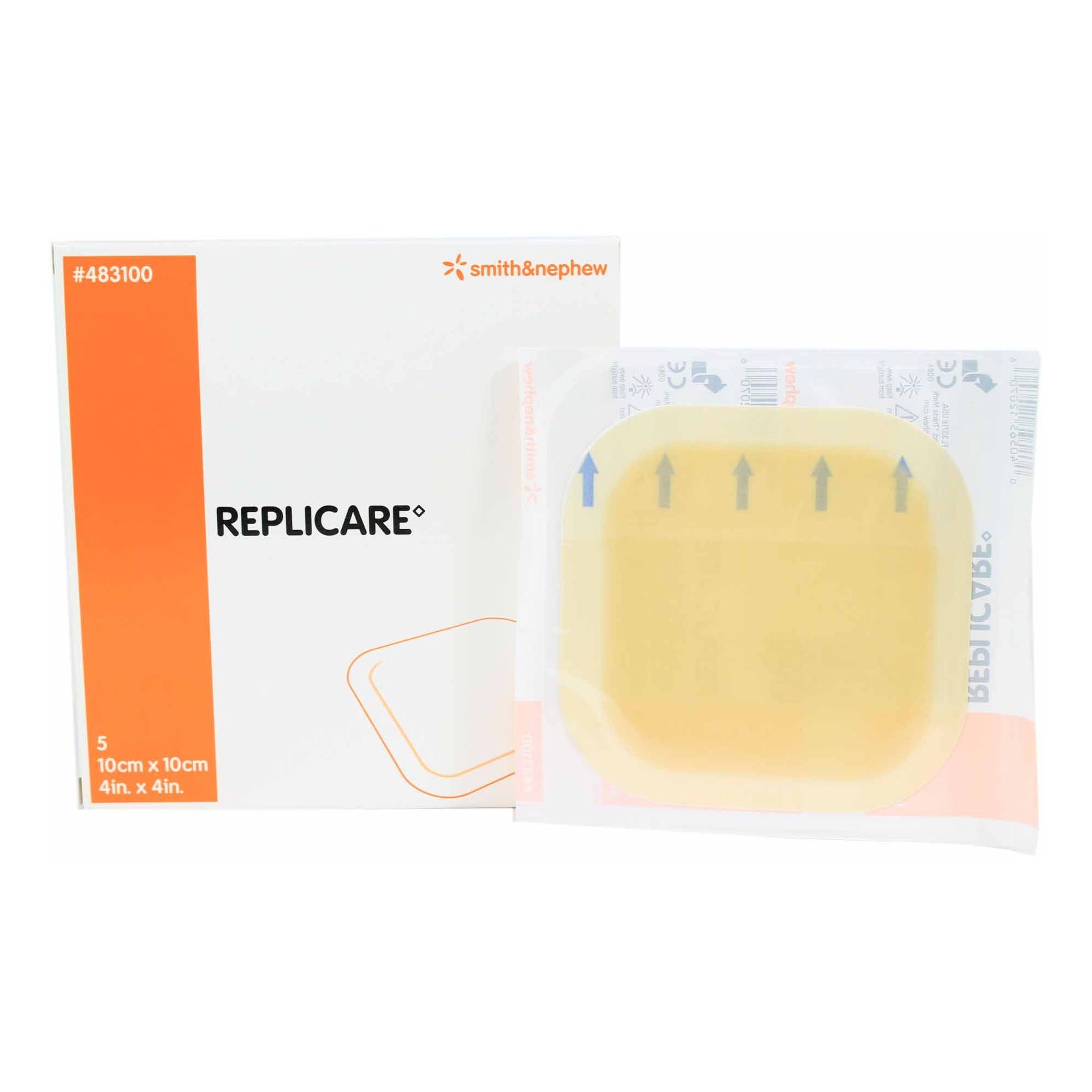Smith & Nephew - 483100 Hydrocolloid Dressing Replicare Film Backing 4 X 4 Inch Square Hydrocolloid / Film