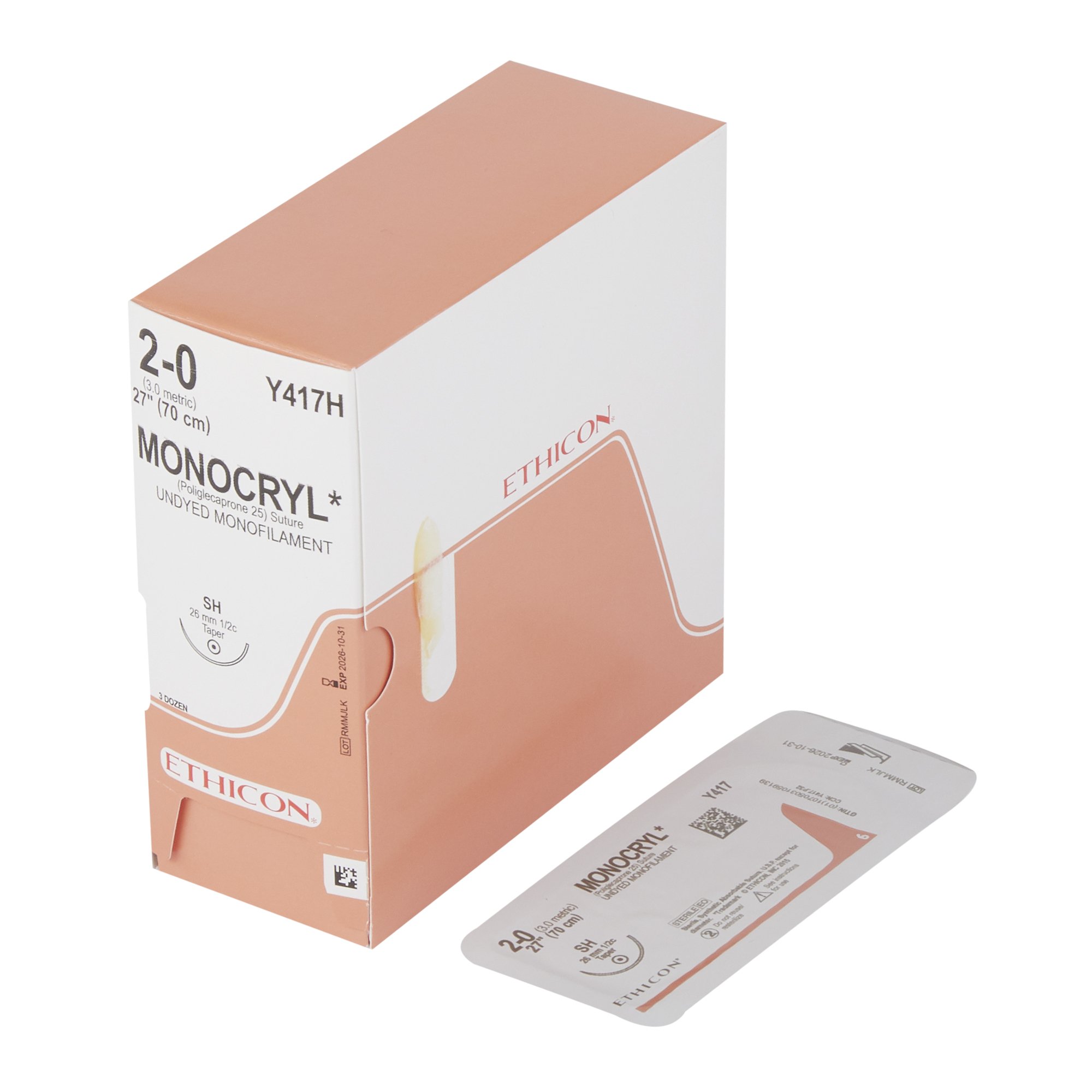 J & J Healthcare Systems Y417H - Monocryl™ Suture with Needle - 12/Dozen, 36/Box