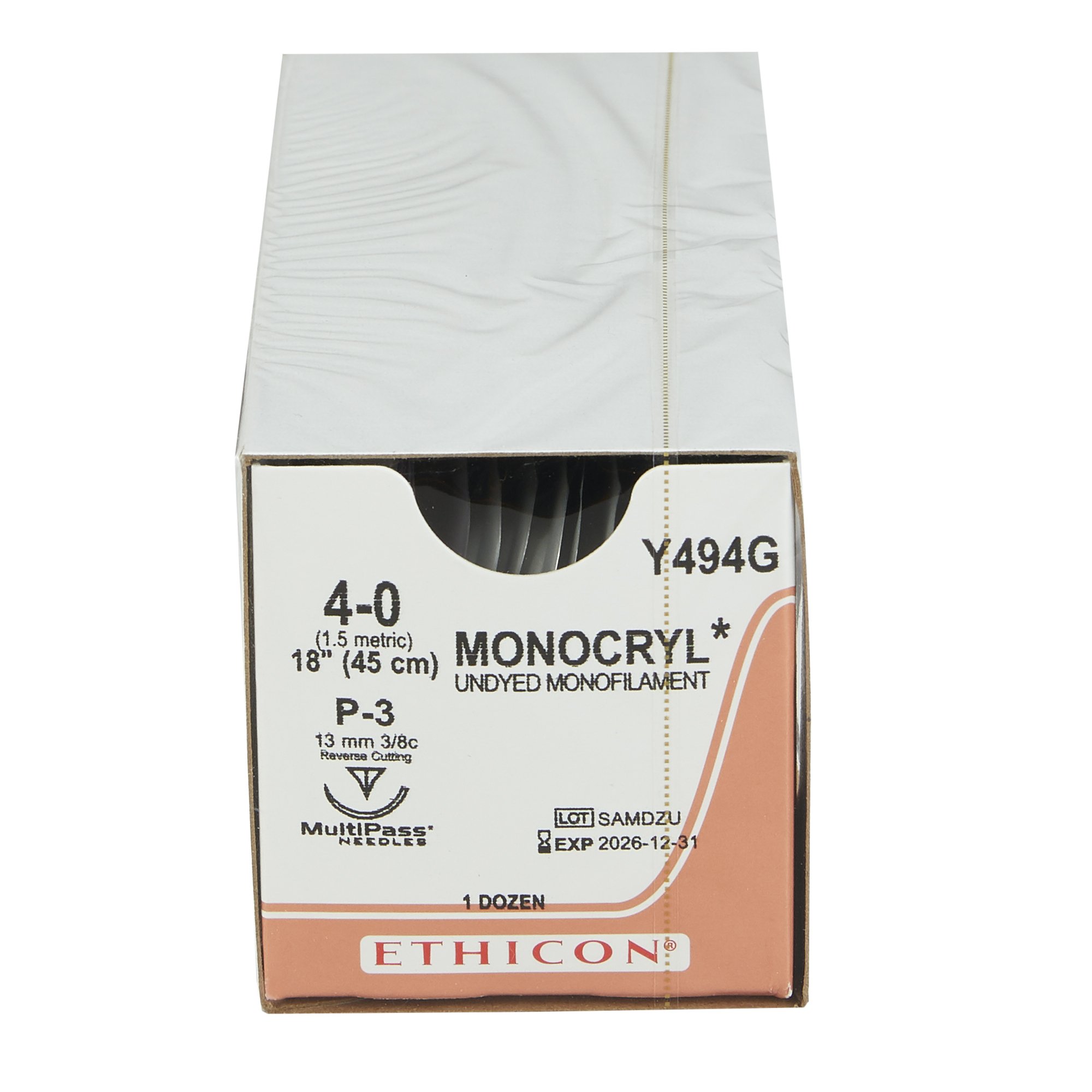 J & J Healthcare Systems Y494G - Monocryl™ Suture with Needle - 12/Dozen, 12/Box