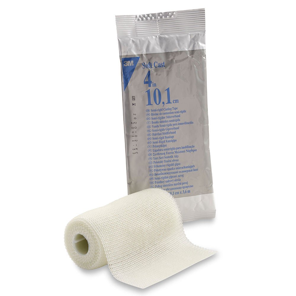 Solventum Corporation - 82104 Cast Tape 3M™ Scotchcast™ Soft Cast Semi-Rigid 4 Inch X 12 Foot Fiberglass White