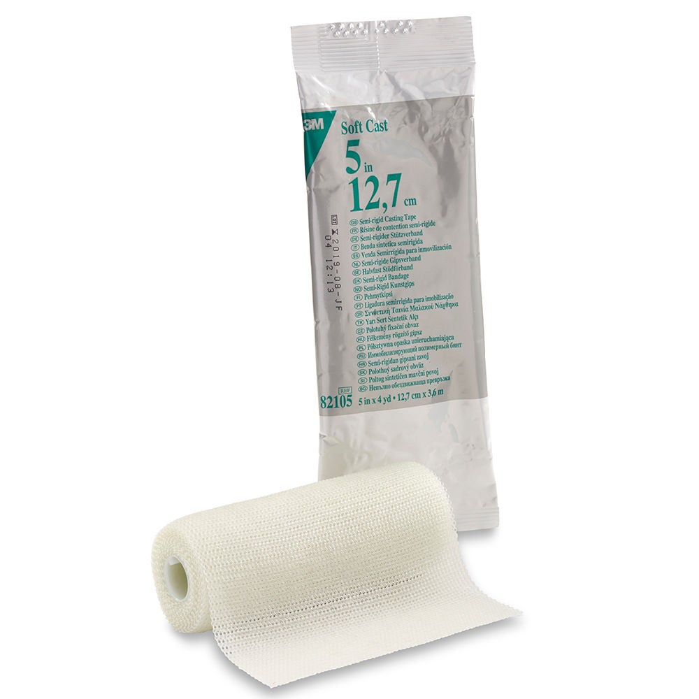 Solventum Corporation - 82105 Cast Tape 3M™ Scotchcast™ Soft Cast Semi-Rigid 5 Inch X 12 Foot Fiberglass White
