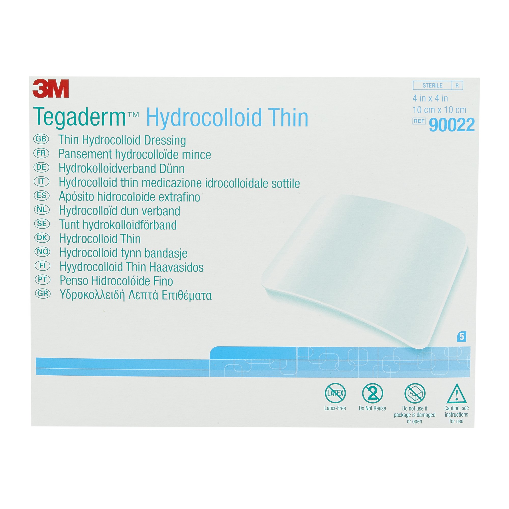 Solventum Corporation 90022 - 3M™ Tegaderm™ Thin Hydrocolloid Dressing, 4 x 4 Inch - 5/Box, 100/Case