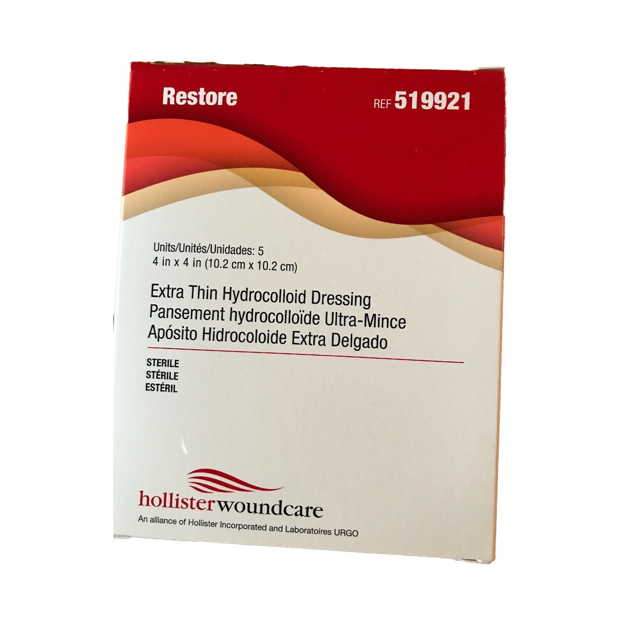 Hollister - 519921 Thin Hydrocolloid Dressing Restore™ Extra Thin Film Backing 4 X 4 Inch Square Hydrocolloid