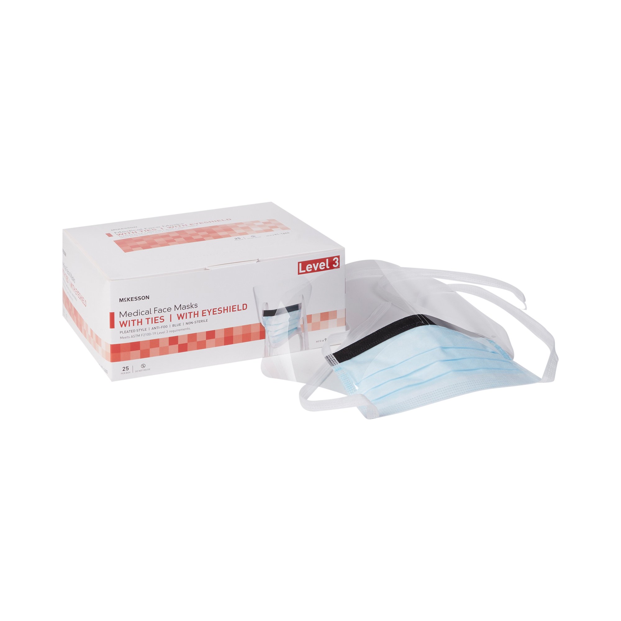 McKesson Brand 91-1600 - McKesson Surgical Mask with Eye Shield - 1/Each, 25/Box, 100/Case