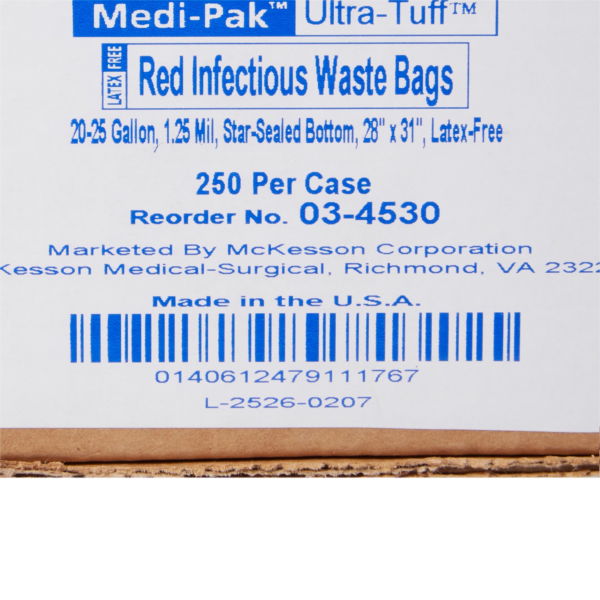 McKesson Brand 03-4530 - McKesson Biohazard Waste Bag, 20 – 25 gallon Capacity, 28 x 31 Inch - 250/Case