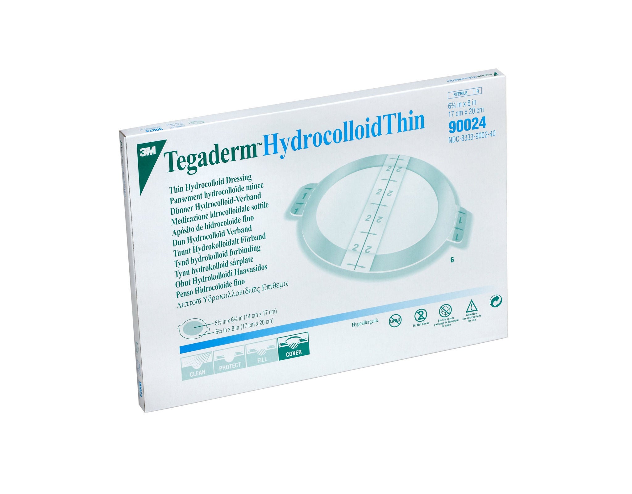 Solventum Corporation - 90024 Thin Hydrocolloid Dressing 3M™ Tegaderm™ Thin Water Resistant Film Border 6-3/4 X 8 Inch Oval Hydrocolloid / Film
