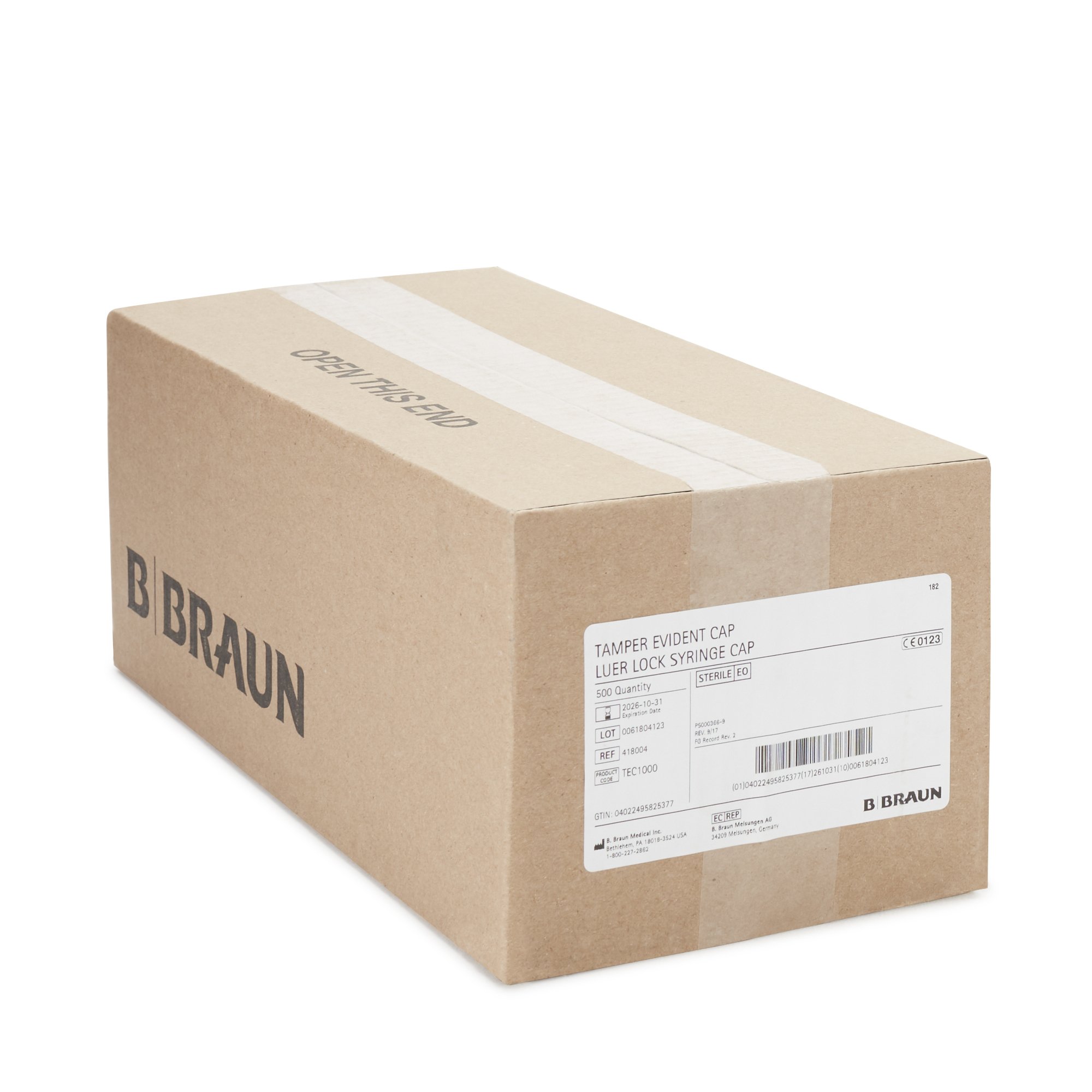 B. Braun 418004 - B. Braun Syringe Cap, Red, for use with Luer Lock Syringes - 500/Case