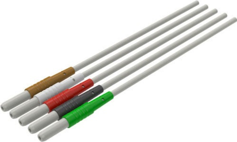 Solventum Corporation - D24106 ECG Cable Leadwire 3M™ Red Dot™ DIN, 5 Lead, 24 Inch Snap, Black / White / Green, Brown