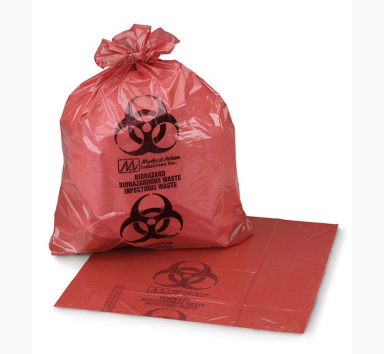 Medegen Medical Products LLC - RS384616RH Biohazard Waste Bag Biohazard Symbol / Danger / Biohazardous Infectious Waste 44 gal. Red 38 X 46 Inch