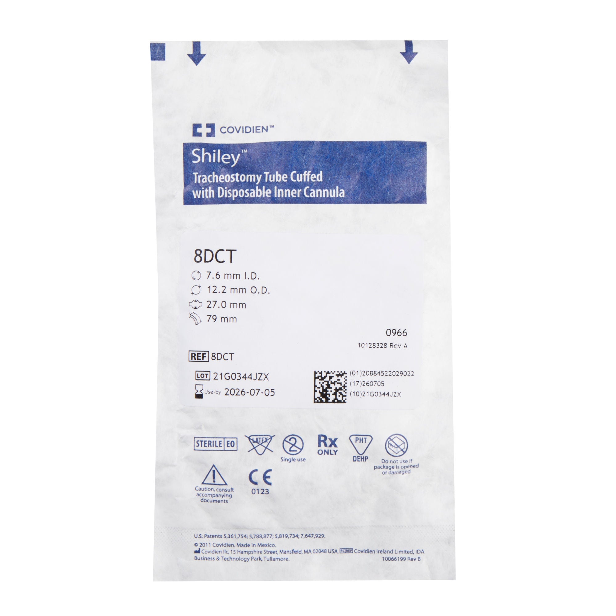 Medtronic MITG - 8DCT Cuffed Tracheostomy Tube Shiley™ Size 8.0 Adult