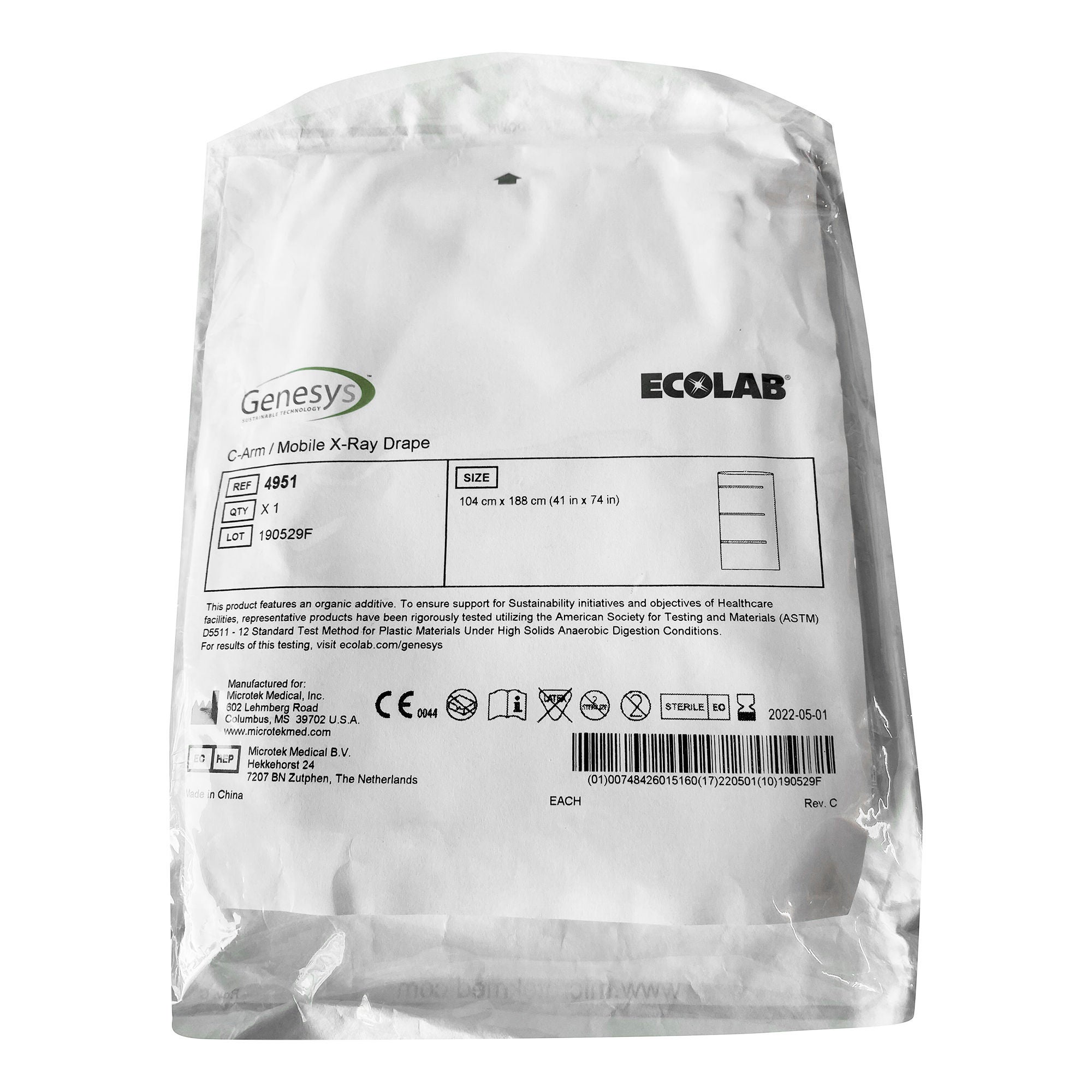 Medline - 4951 Genesys™/Ecolab® / Mobile X-Ray Drape for C-Arm Imaging Equipment