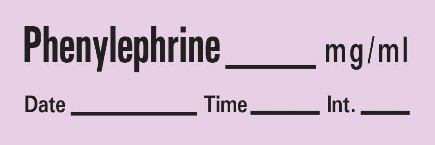 PDC Healthcare - AN-81 Drug Label Timemed Anesthesia Label Tape Phenylephrine_mg/mL Date_Time_Int._ Violet 1/2 X 1 Inch