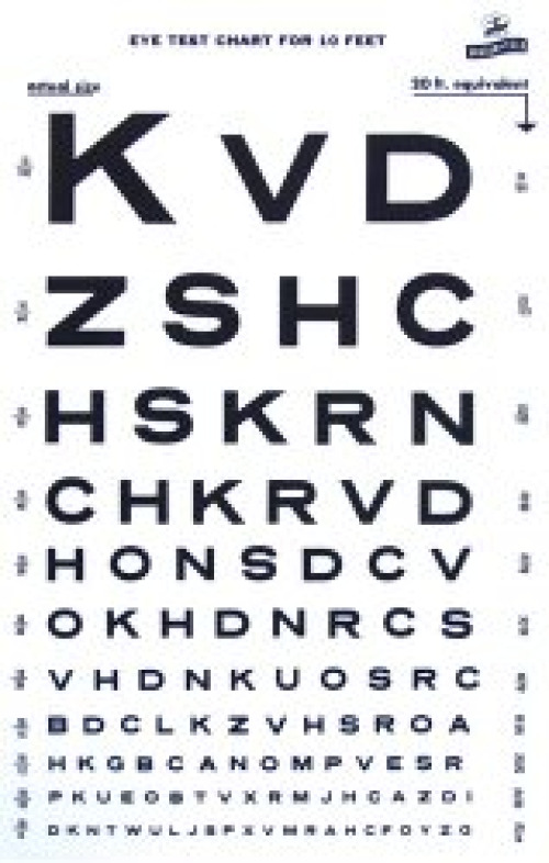 Graham-Field 1264 - Graham-Field Snellen Type Plastic Eye Chart - 1/Each