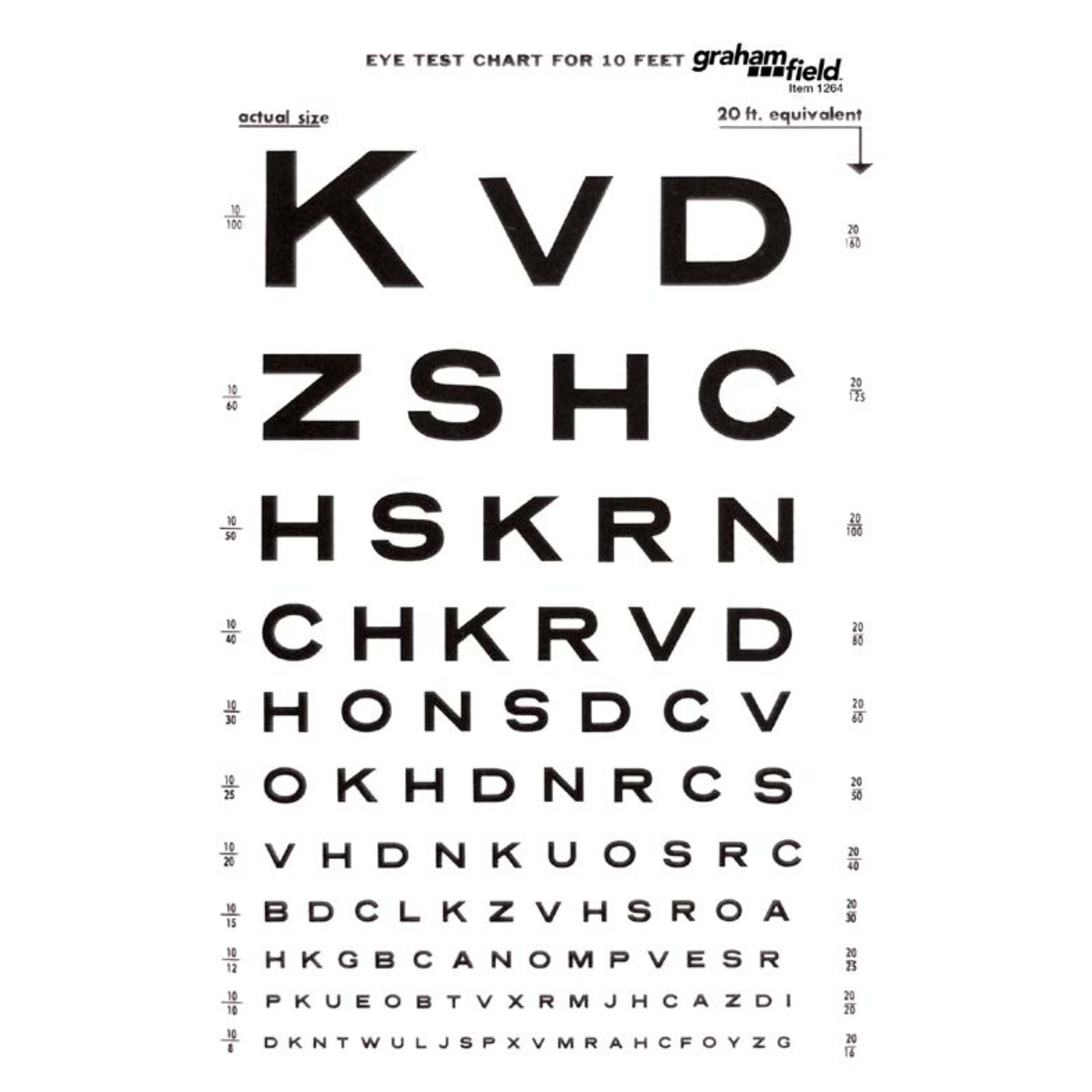 Graham-Field - 1264 Graham-Field Snellen Type Plastic Eye Chart