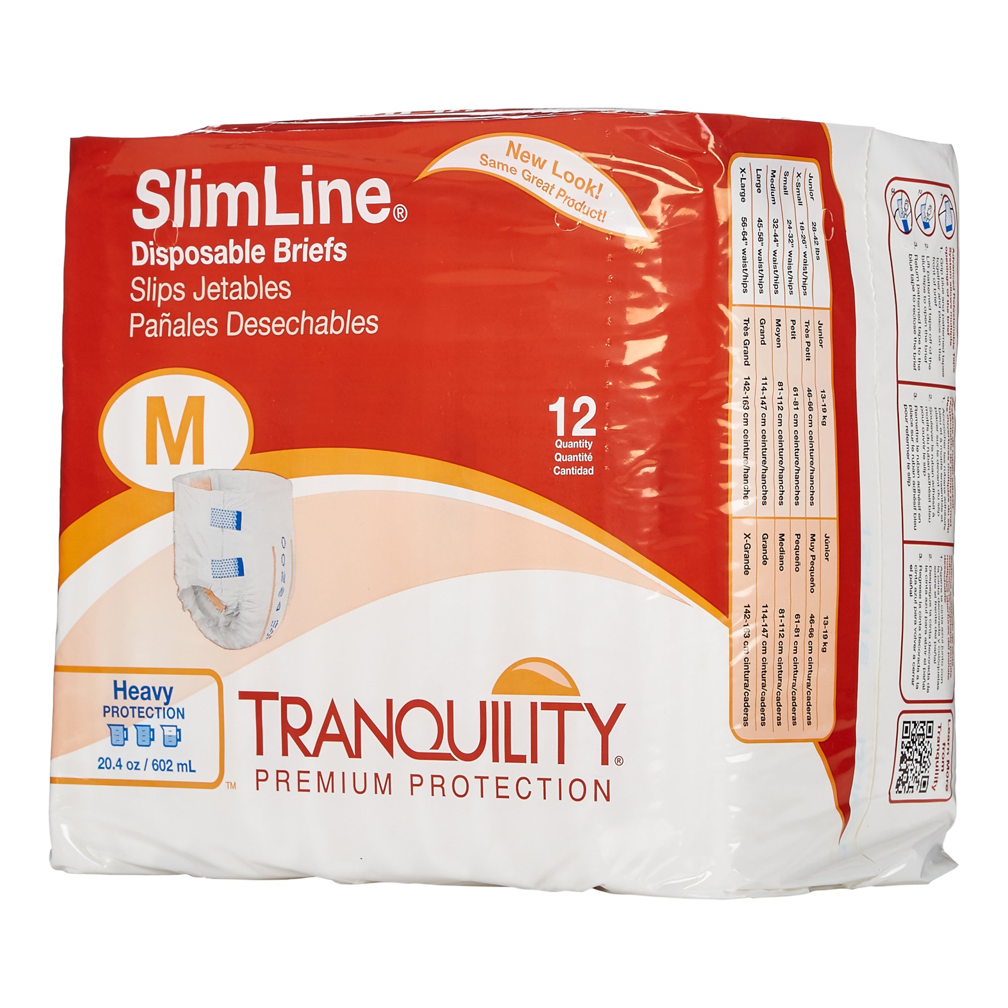 Principle Business Enterprises 2122 - Tranquility® SlimLine® Heavy Protection Incontinence Brief, Medium - 1/Pack, 8/Case