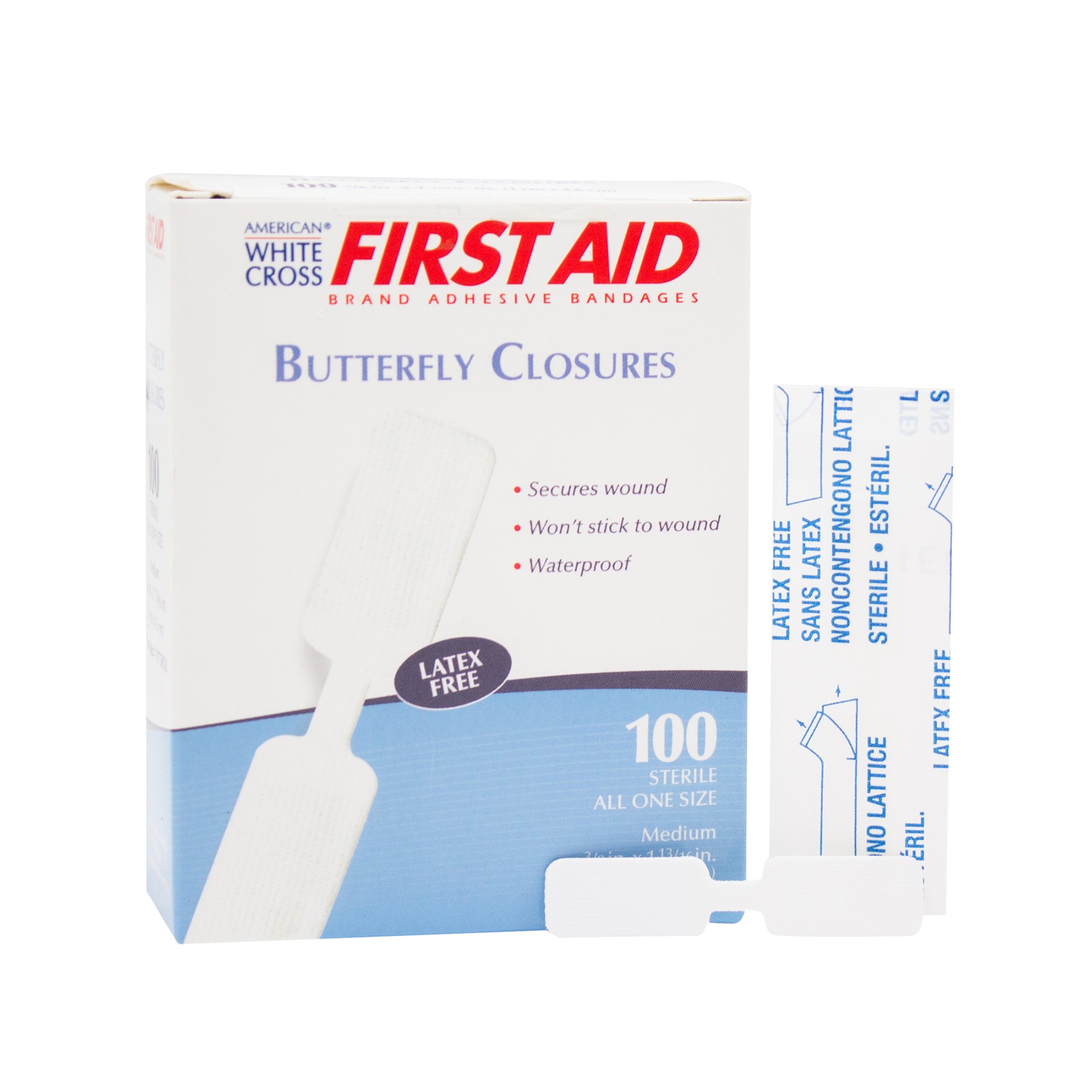 Dukal - 1975033 American® White Cross First Aid Butterfly Adhesive Bandages