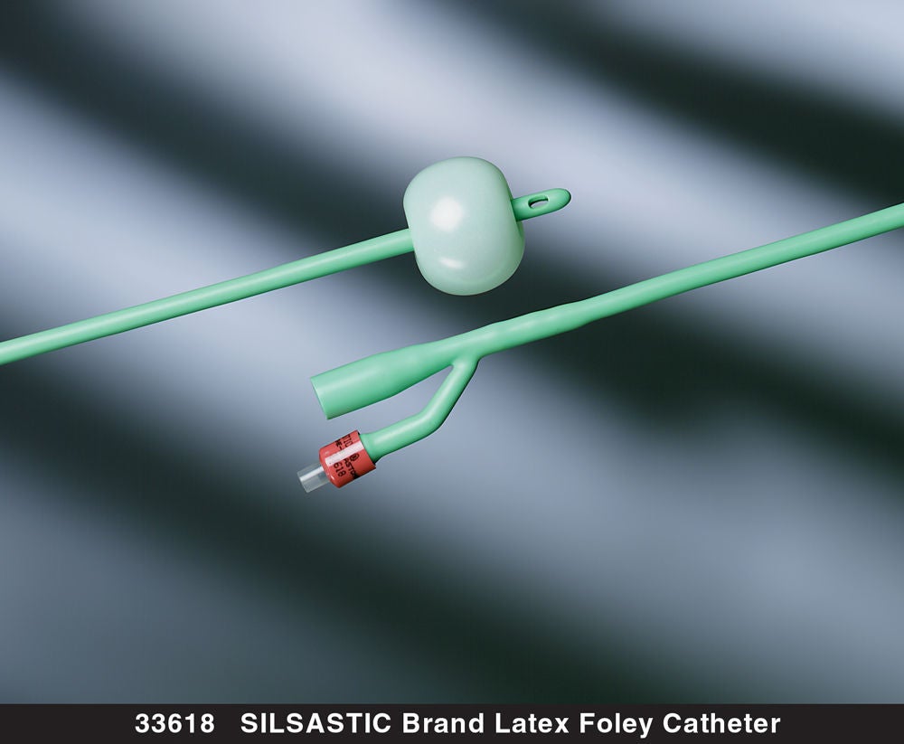Bard - 33616 Foley Catheter Silastic® 2-Way Round Tip 5 cc Balloon 16 Fr. Silicone Coated Latex
