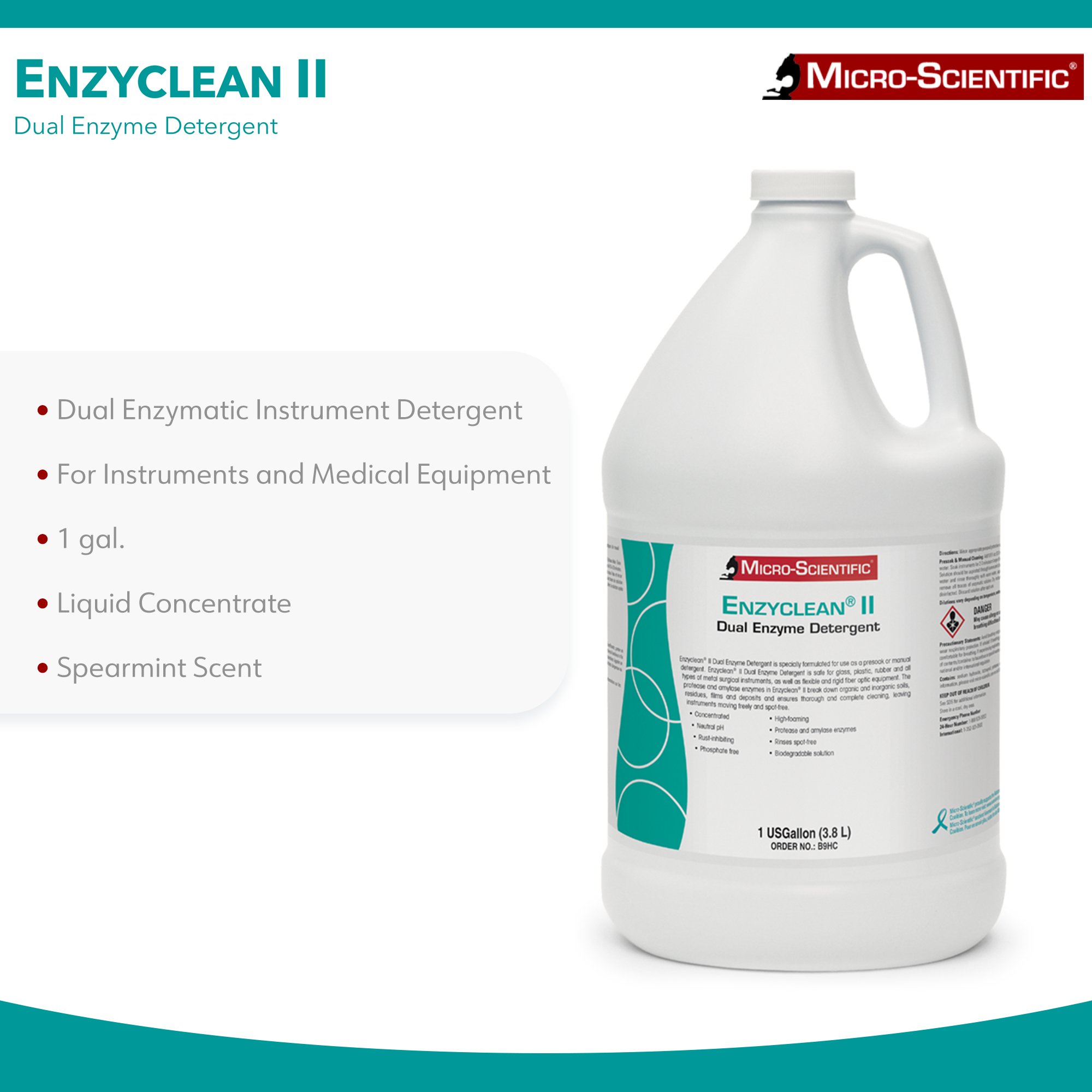Micro Scientific Industries B9 - Enzyclean® II Dual Enzymatic Instrument Detergent / Presoak - 1/Each, 4/Case