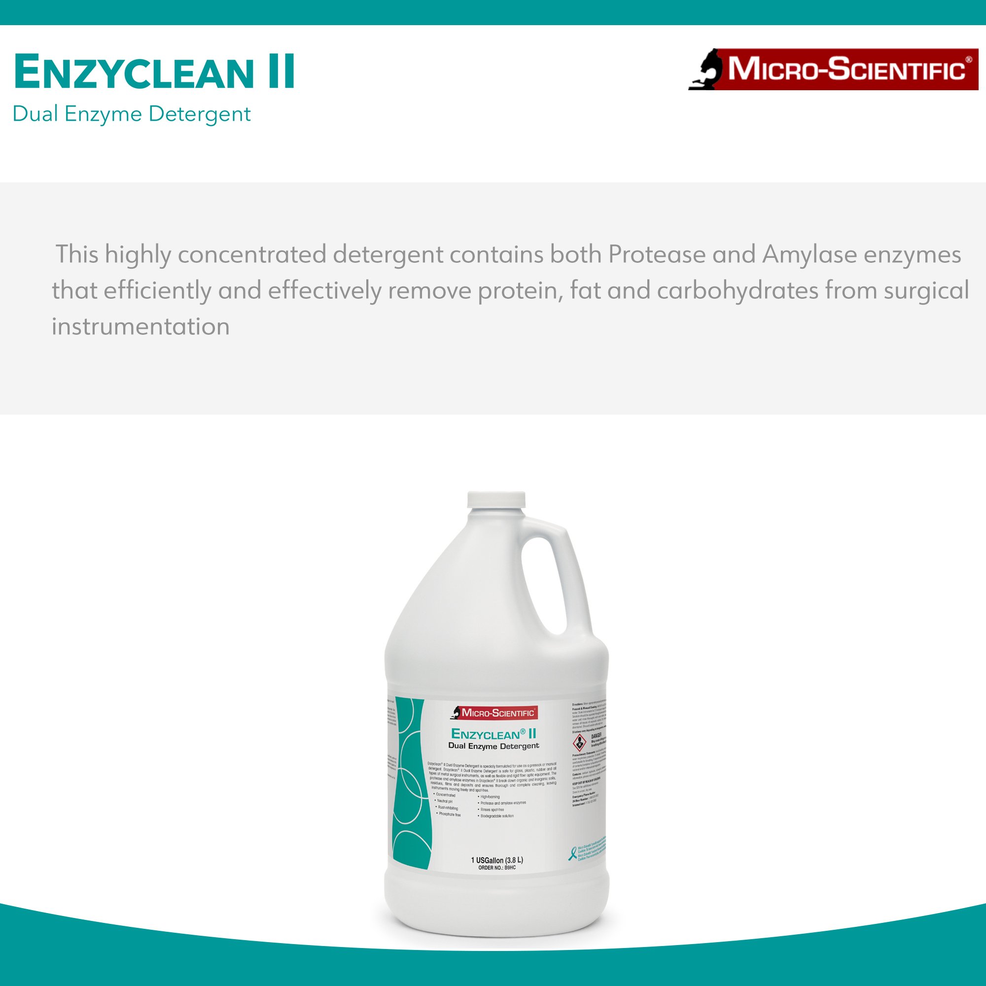 Micro Scientific Industries B9 - Enzyclean® II Dual Enzymatic Instrument Detergent / Presoak - 1/Each, 4/Case