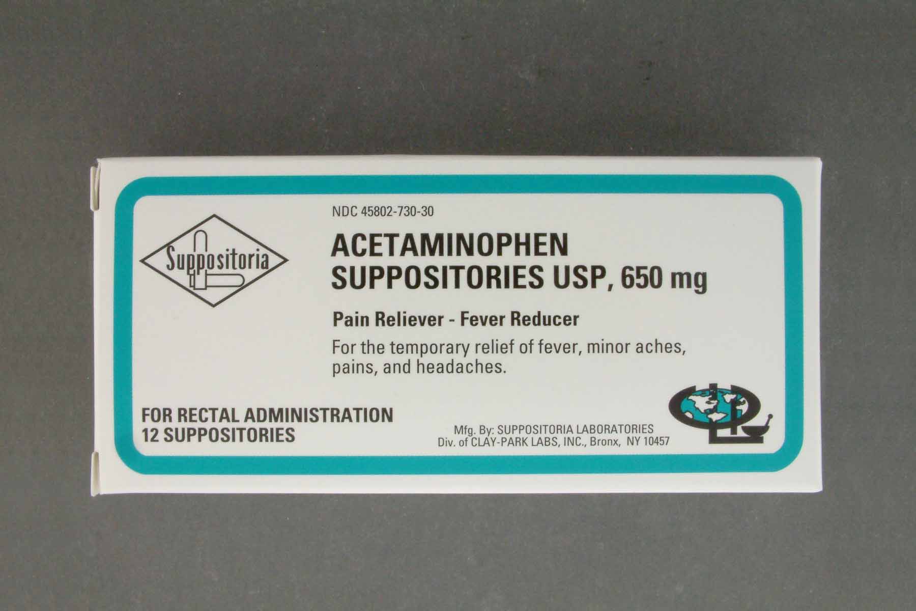 Clay Park Laboratories - 45802073030 Suppositoria Acetaminophen Pain Relief Rectal Suppositories