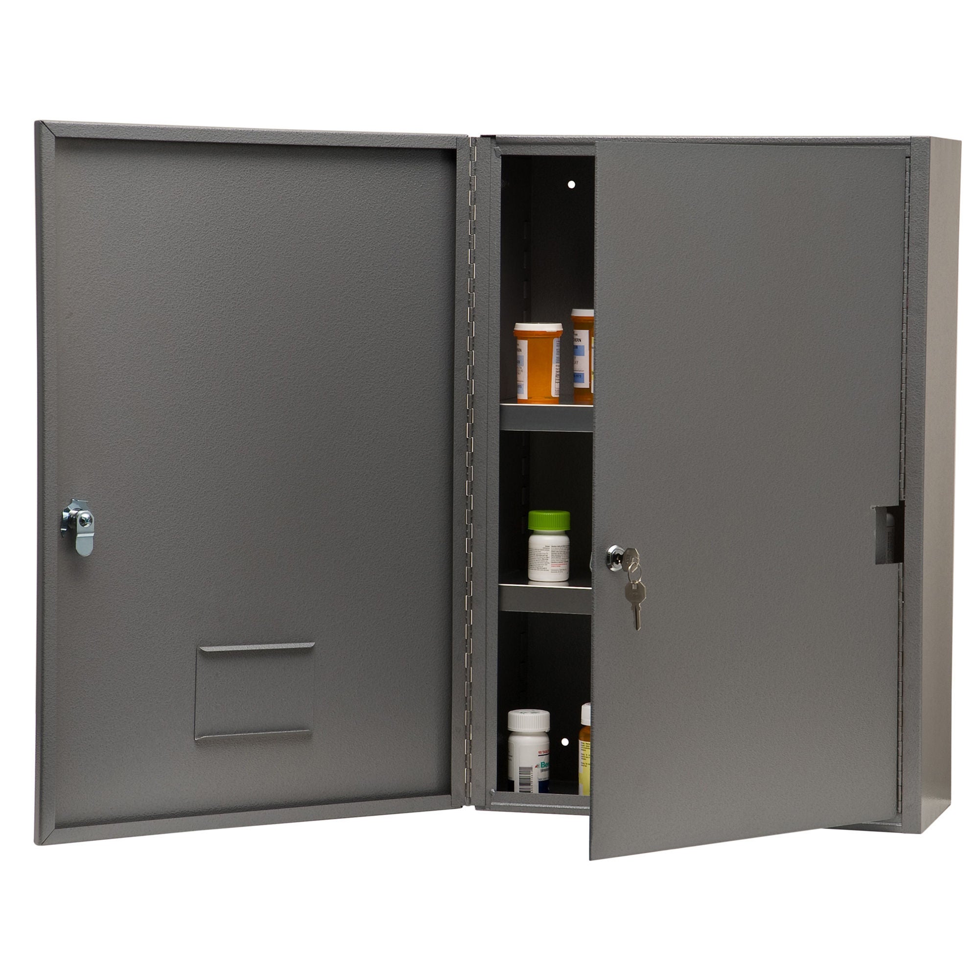 Graham-Field - 3008 Narcotic Cabinet Wall Mount Steel Without Drawers 2 Shelves Double Key Lock