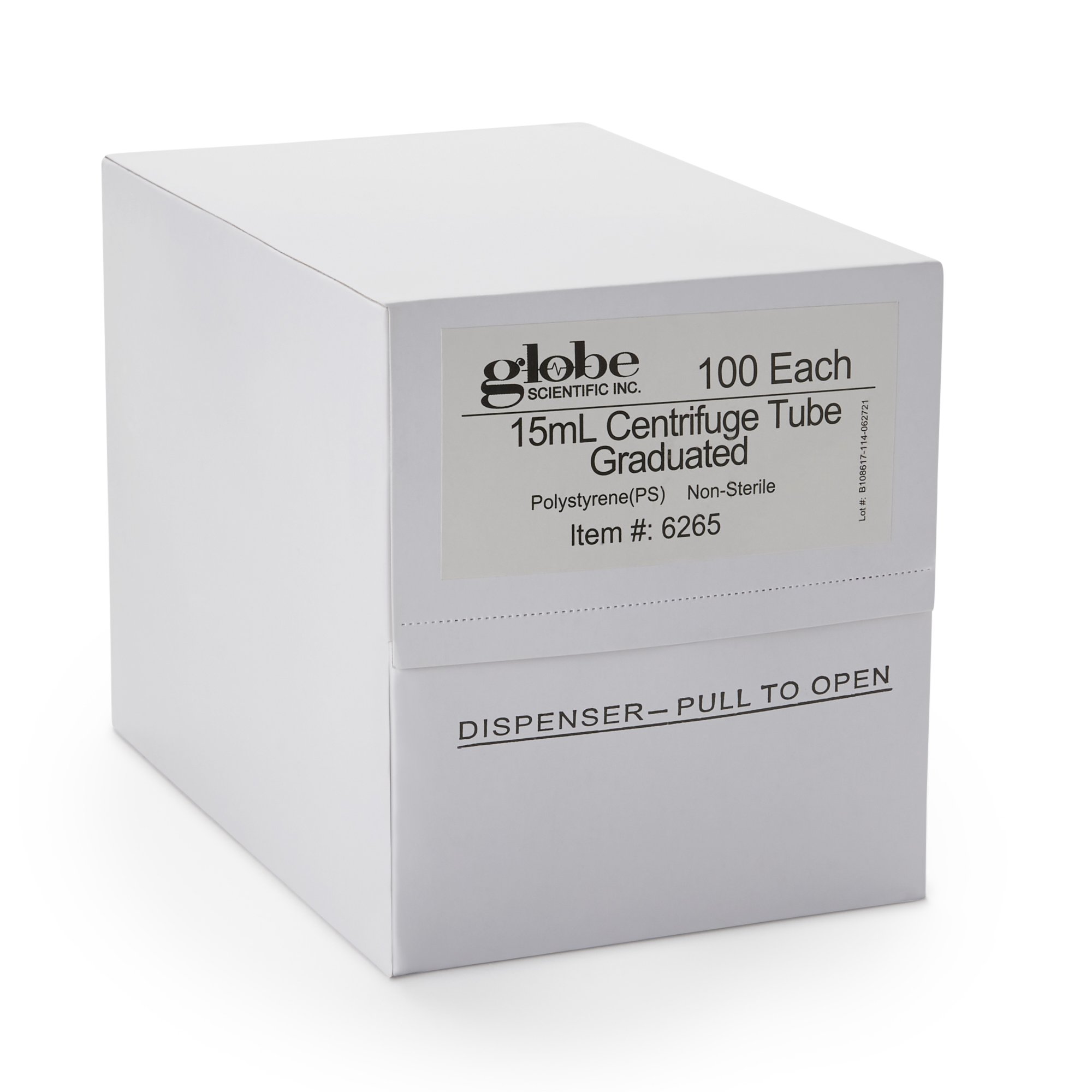 Globe Scientific 6265 - Globe Scientific Centrifuge Tube, Without Closure, 15 mL, 16.6 x 120 mm - 100/Box, 1000/Case