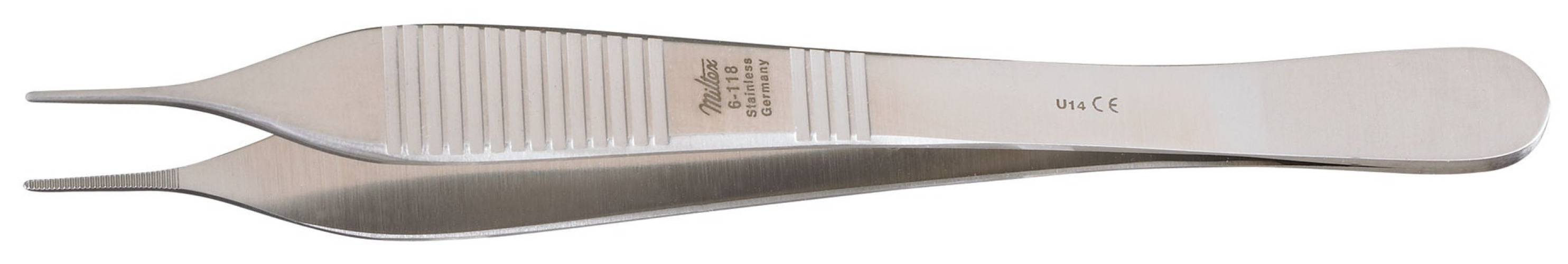 Integra Lifesciences - 17-2510 Dressing Forceps Miltex® Adson 4-3/4 Inch Length OR / Surgical Grade Stainless Steel NonSterile NonLocking Thumb Handle Straight Micro