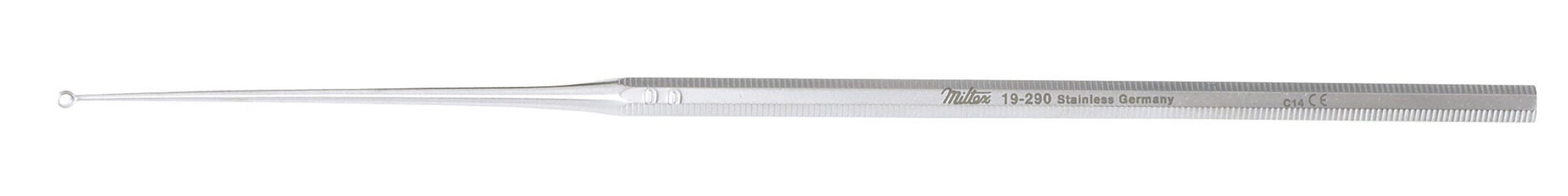 Integra Lifesciences - 19-296 Ear Curette Miltex® Buck 6-1/2 Inch Length Octagonal Handle Size 2 Tip Angled Blunt Loop Tip