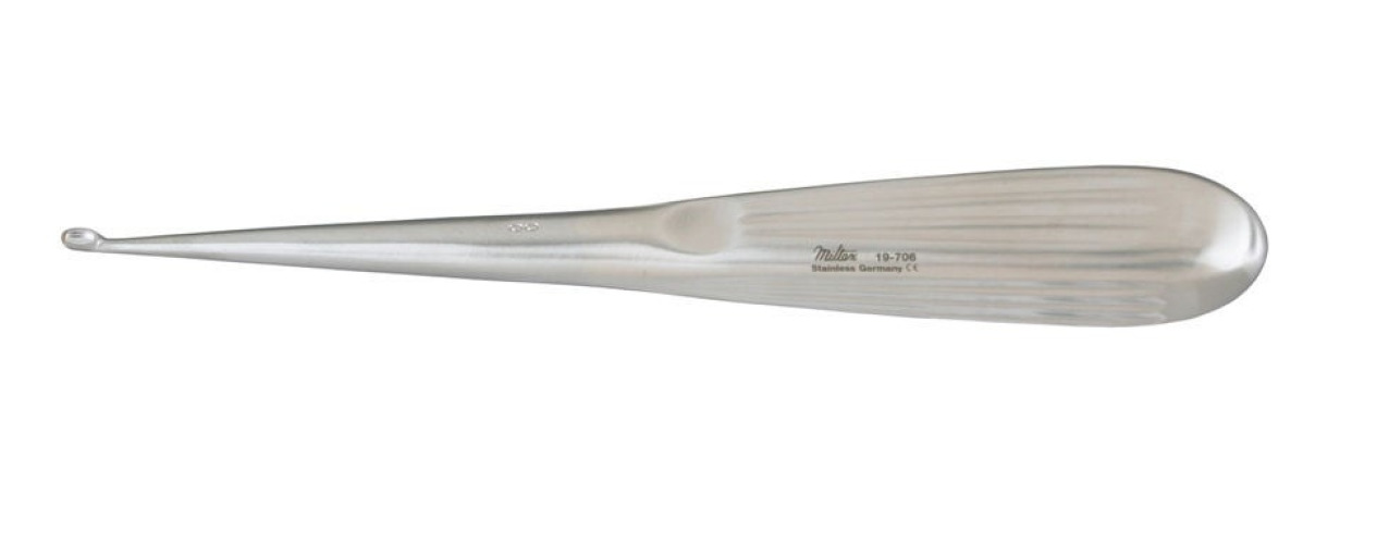 Integra Lifesciences - 19-706 Mastoid Curette Miltex® Spratt-Bruns 6-1/2 Inch Length Hollow Handle with Grooves Size 00 Tip Oval Cup Tip