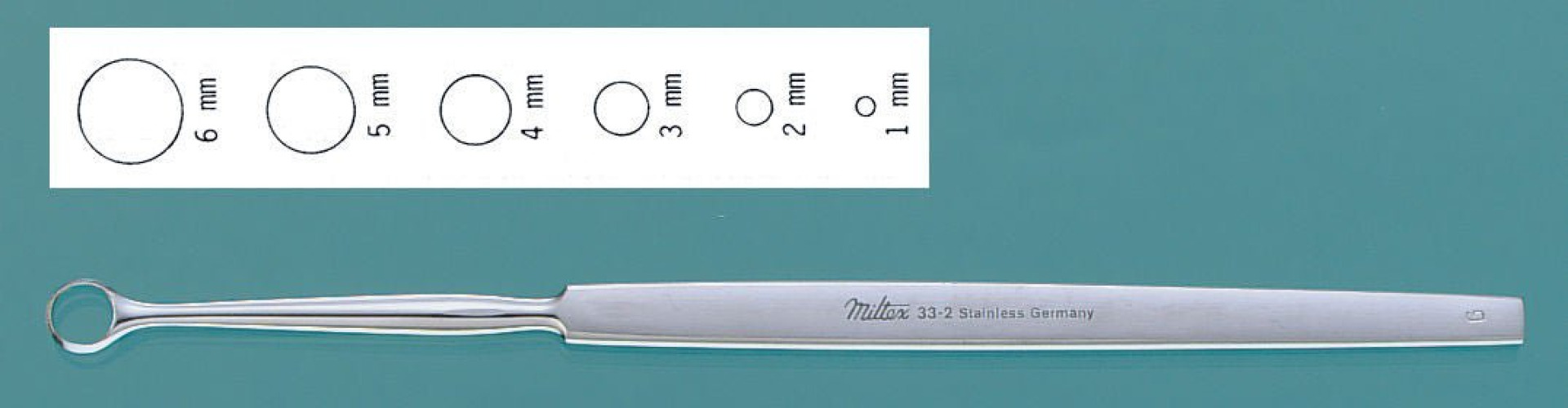 Integra Lifesciences - 33-4 Dermal Curette Miltex® Fox 5-1/2 Inch Length Flat Handle 4 mm Tip Semi-Sharp Loop Tip