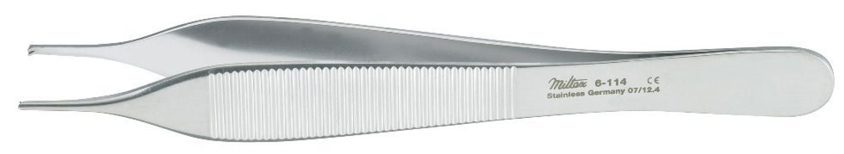 Integra Lifesciences - 6-114 Tissue Forceps Miltex® Hudson-Ewald 4-3/4 Inch Length OR / Surgical Grade German Stainless Steel NonSterile NonLocking Thumb Handle Straight 1 X 2 Teeth