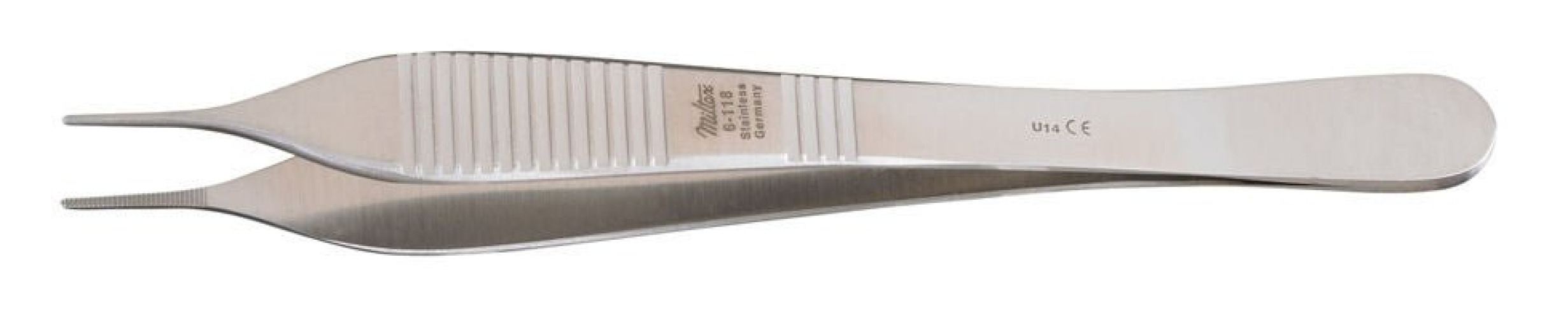 Integra Lifesciences - 6-118 Dressing Forceps Miltex® Adson 4-3/4 Inch Length OR / Surgical Grade German Stainless Steel NonSterile NonLocking Thumb Handle Straight Delicate