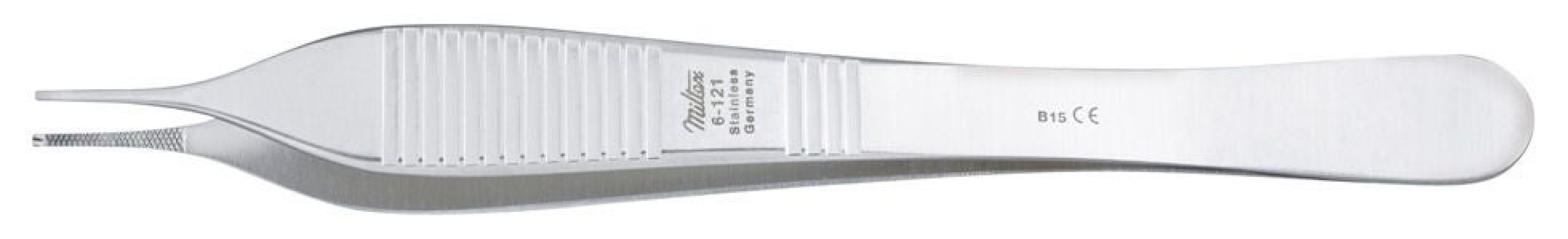 Integra Lifesciences - 6-121 Tissue Forceps Miltex® Adson 4-3/4 Inch Length OR / Surgical Grade German Stainless Steel NonSterile NonLocking Thumb Handle Straight Delicate