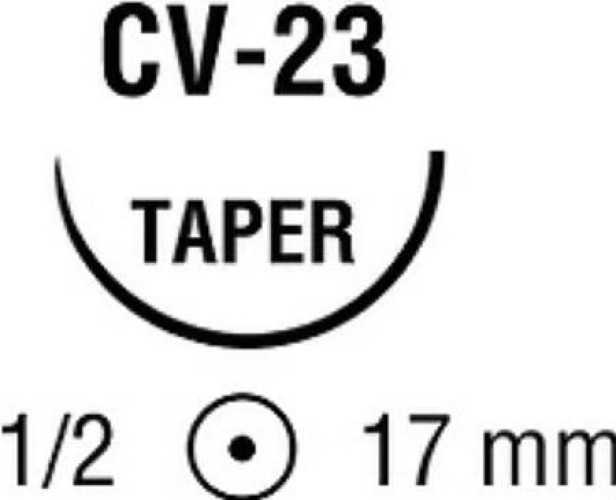 Covidien - UL-203 Absorbable Suture with Needle Polysorb™ Polyester CVF-23 1/2 Circle Taper Point Needle Size 4-0 Braided