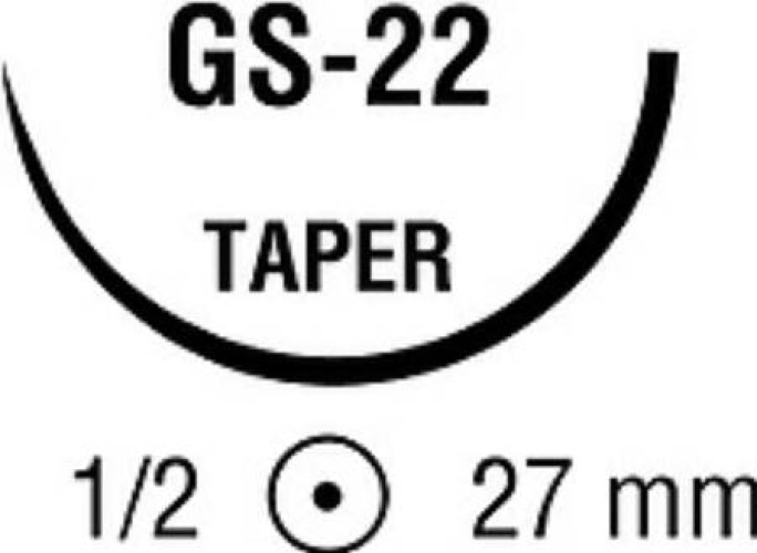 Covidien - CL-830 Absorbable Suture with Needle Polysorb™ Polyester GS -22 1/2 Circle Taper Point Needle Size 2-0 Braided