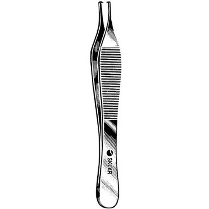 Sklar - 50-3047 Tissue Forceps Sklar® Adson 4-3/4 Inch Length OR / Surgical Grade German Stainless Steel NonSterile NonLocking Thumb Handle Straight Smooth Tips with 1 X 2 Teeth