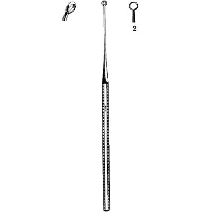 Sklar - 67-2512 Ear Curette Sklar® Buck 6-1/2 Inch Length Octagonal Handle Size 2 Tip Angled Round Fenestrated Tip
