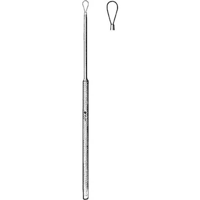 Sklar - 67-2523 Ear Curette Sklar® Billeau 6-1/2 Inch Length Round Knurled Handle Large Tip Sharp Teardrop Loop Tip