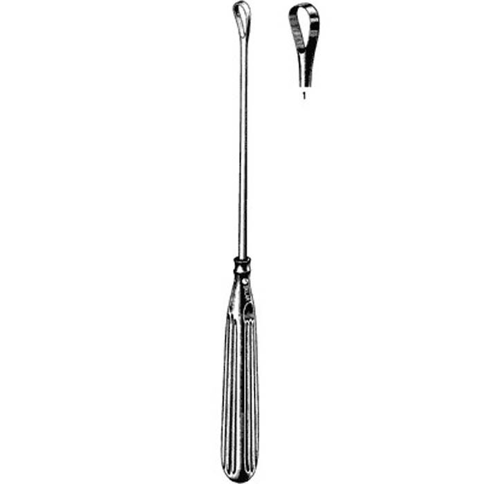 Sklar - 90-5421 Uterine Curette Sklar® Sims 11 Inch Length Hollow Handle with Grooves Size 1 Tip Sharp Teardrop Loop Tip