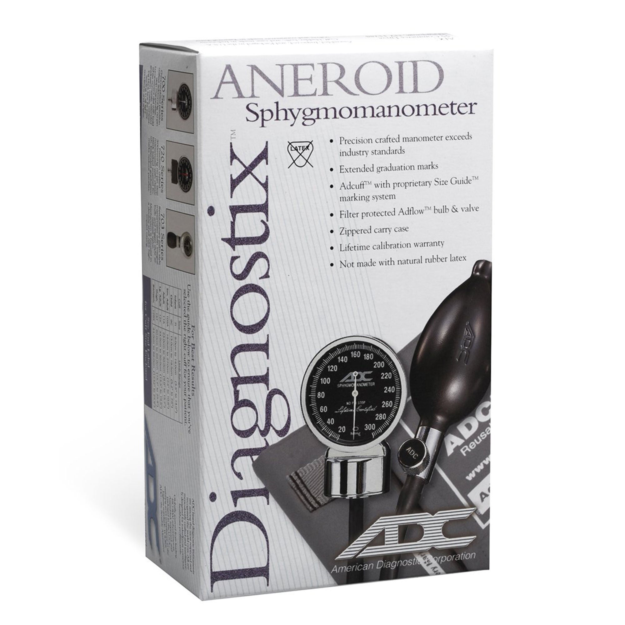 American Diagnostic Corp - 700-10SABK Aneroid Sphygmomanometer Unit Diagnostix™700 Series Small Adult Cuff Arm Nylon Cuff 19 - 27 cm Pocket Aneroid