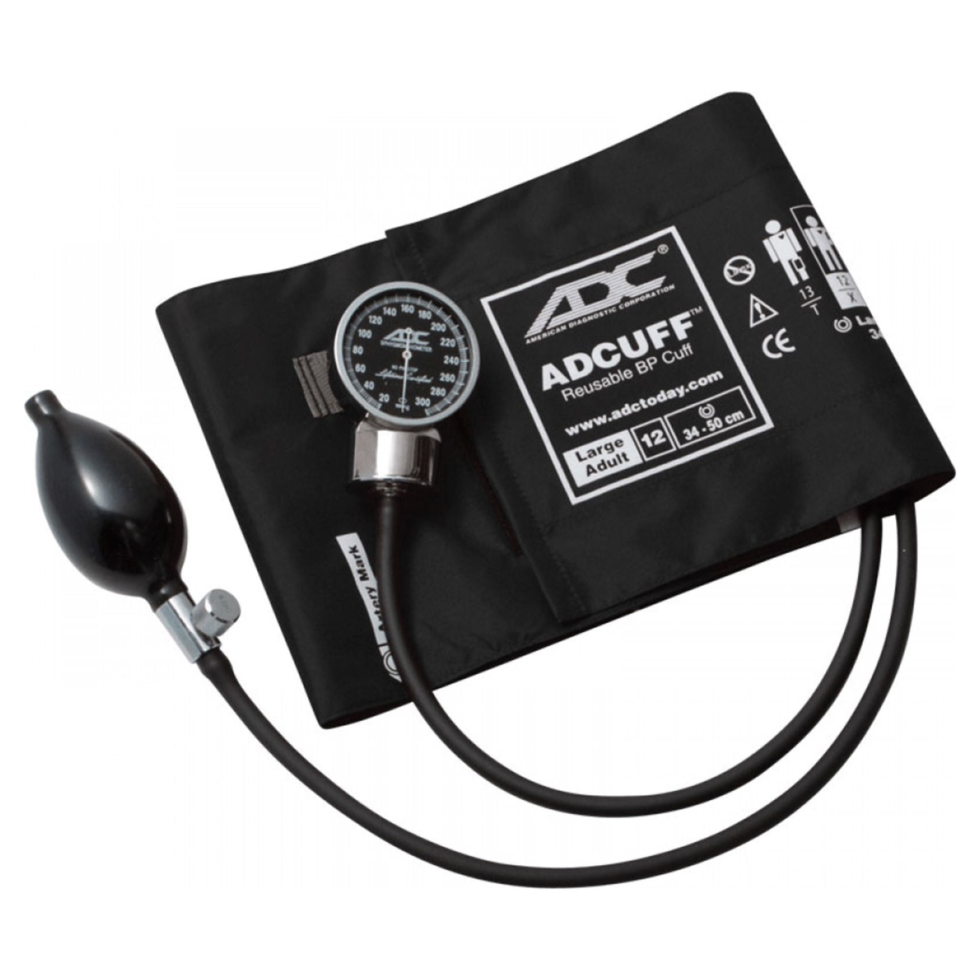 American Diagnostic Corp - 700-12XBK Aneroid Sphygmomanometer Unit Diagnostix™700 Series Large Adult Cuff Arm Nylon Cuff 34 - 50 cm Pocket Aneroid