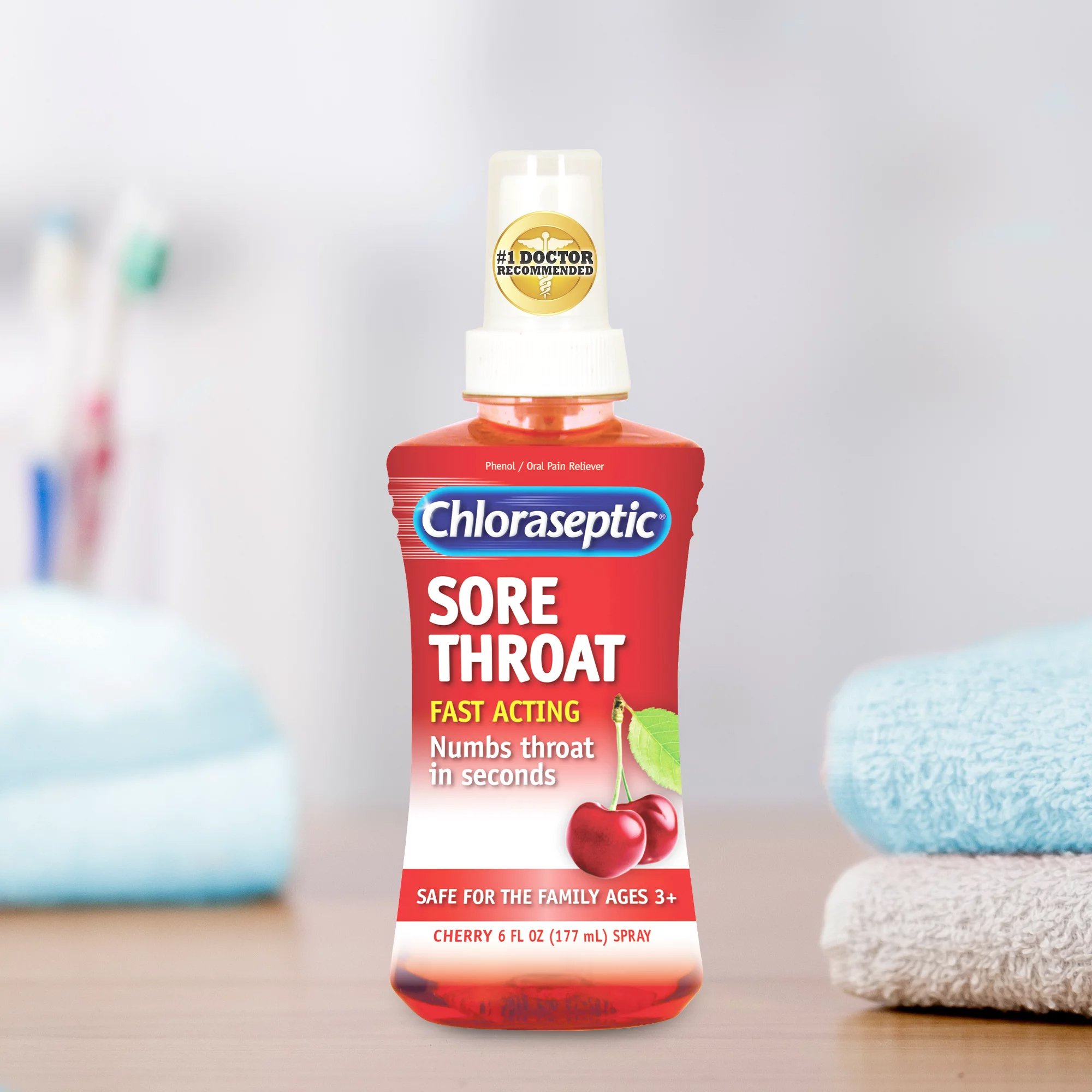 Procter & Gamble 37811201103 - Chloraseptic® Phenol Sore Throat Relief, 6-ounce Spray Bottle - 1/Each
