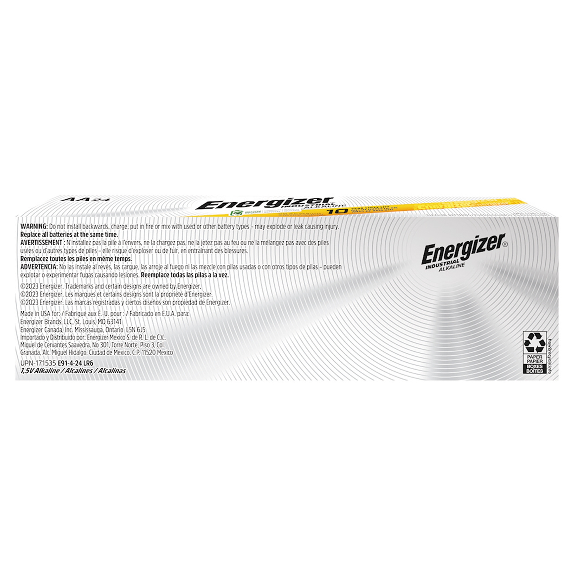 Energizer LLC EN91 - Energizer® Industrial® Alkaline Battery, AA - 1/Each, 144/Case