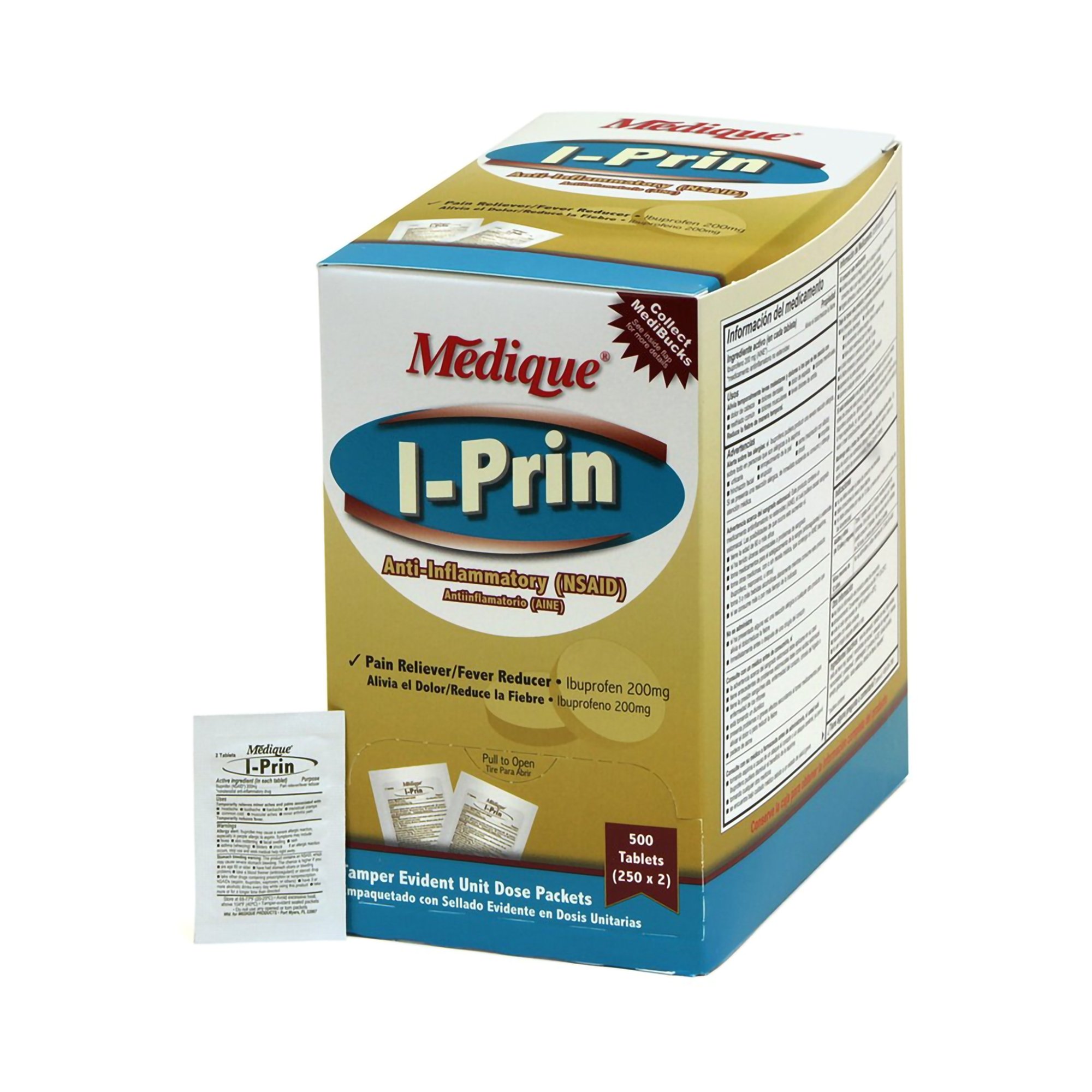 Medique Products 10013 - I-Prin Ibuprofen Pain Relief - 500/Box, 6000/Case