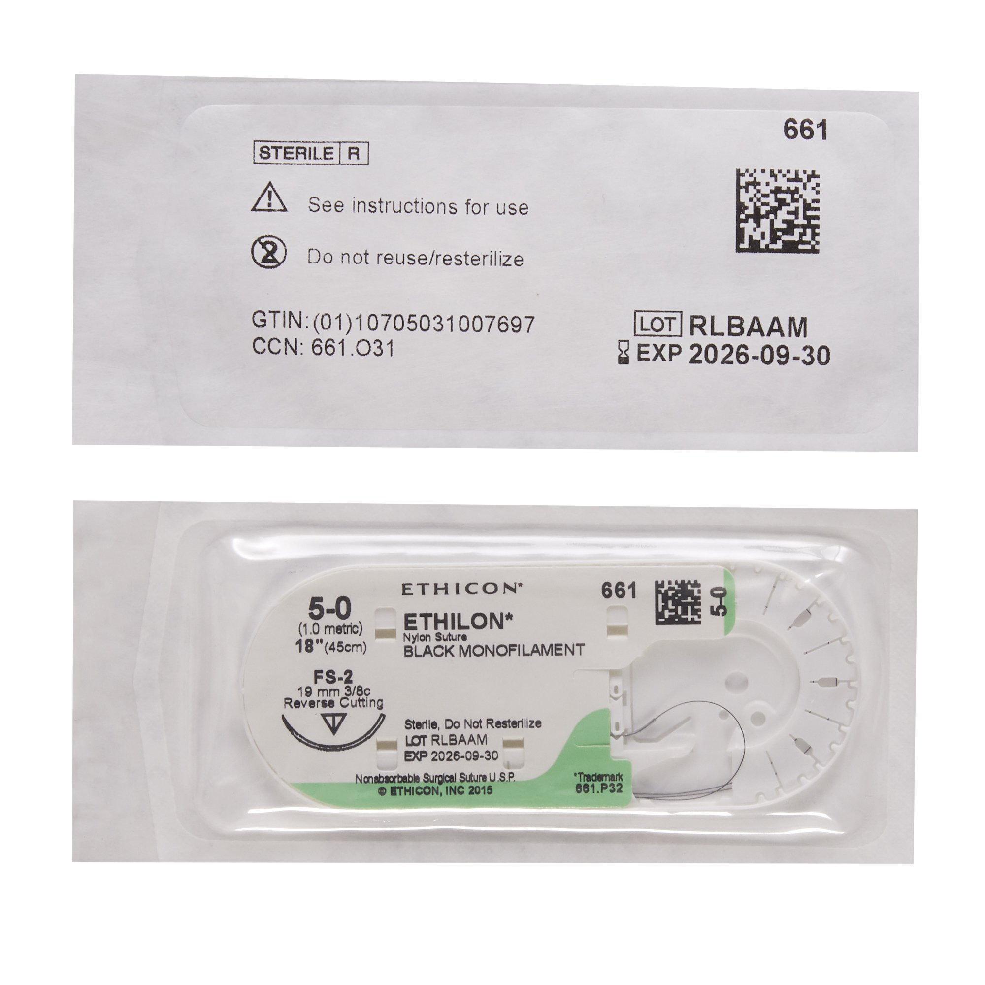 J & J Healthcare Systems 661G - Ethilon™ Suture with Needle - 12/Dozen, 12/Box